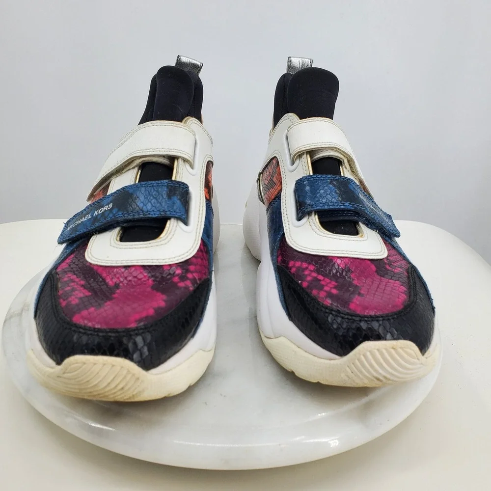 Michael Kors Keeley Multi Color Snakeskin Leather Chunky Sneakers Women 8M Shoes